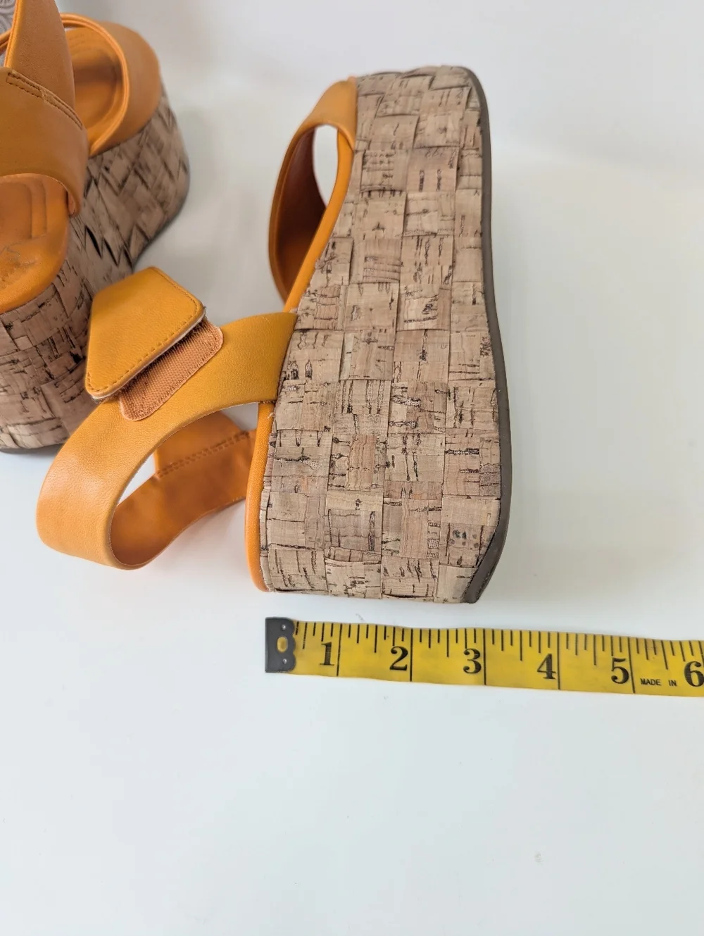 Sarto Women's Orange Cork Platform Sandals 8.5 Leather Upper Demi 2